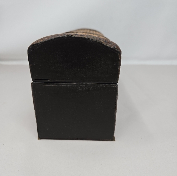 Wooden & Wicker Rectangle Box With Front Latch & Hinge Back Light & Dark Browns - Picture 10 of 14